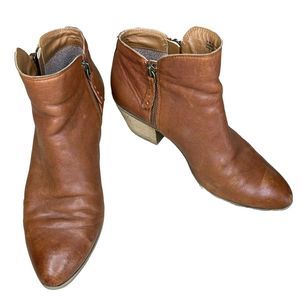 Frye Judith Zip Bootie 8.5 Brown Cognac Leather Ankle Boots Boho Classic